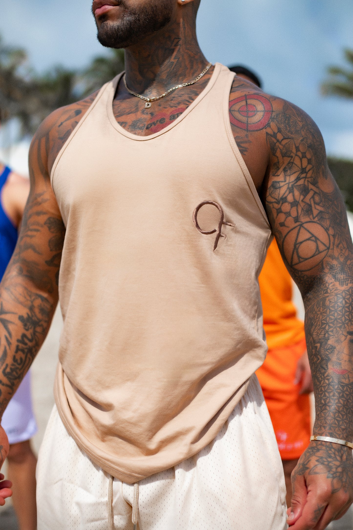 Shoulder Day Racer Back Tank in Almond