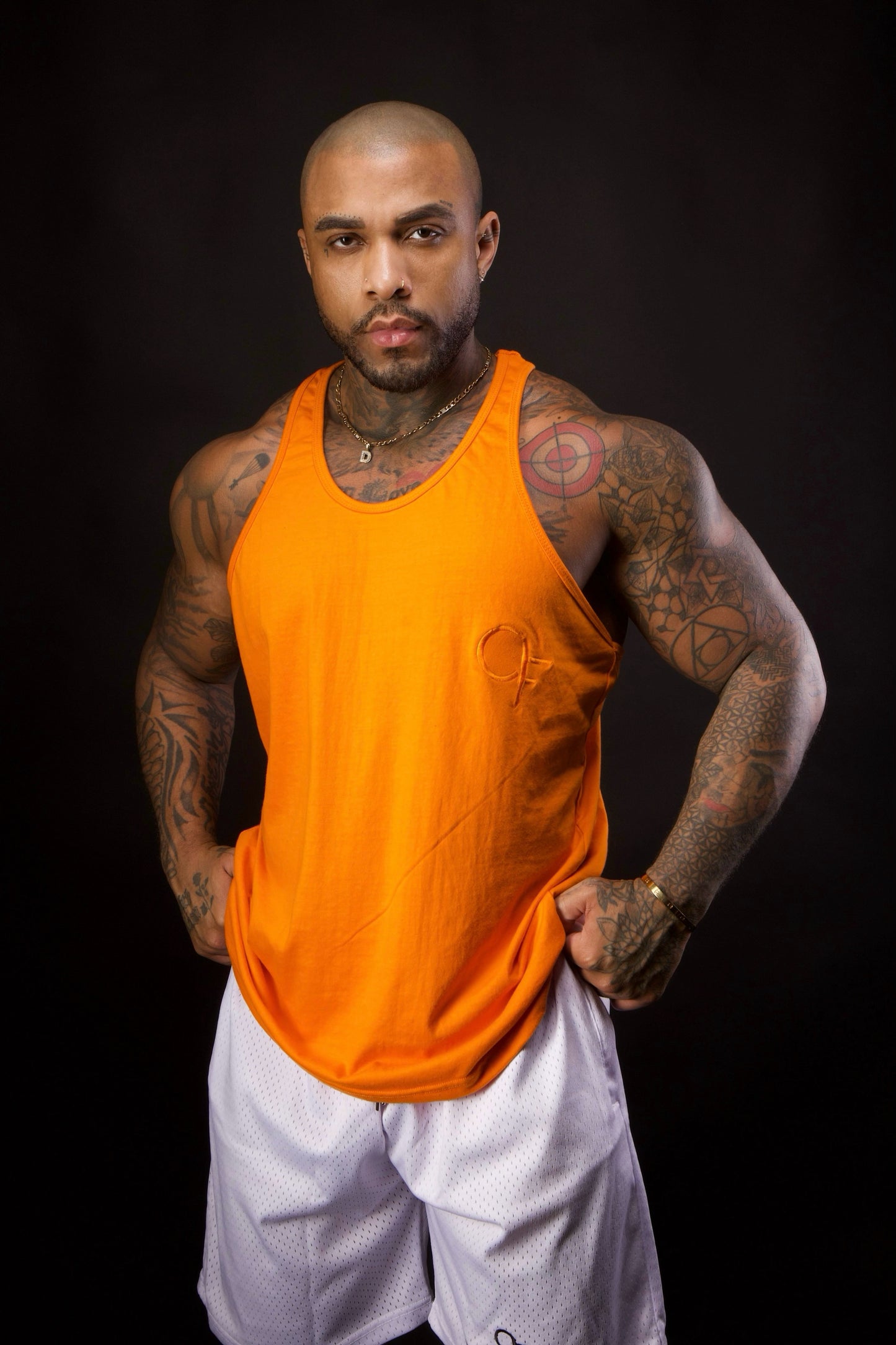 Shoulder Day Racer Back Tank Top in Citrus Burst Orange