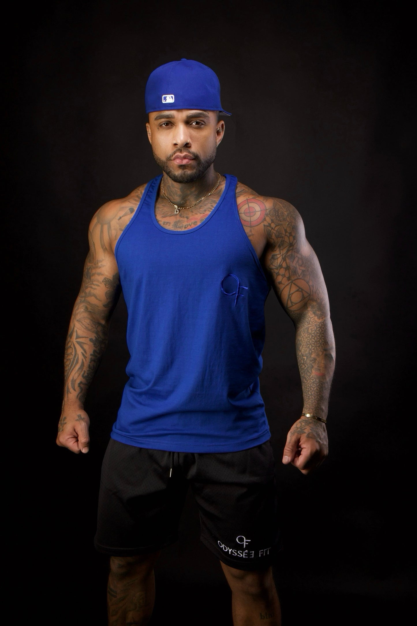 Shoulder Day Racer Back Tank in Blueberry Pre
